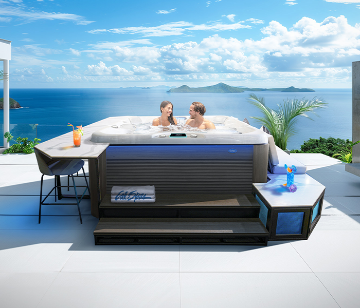 Calspas hot tub being used in a family setting - Galveston